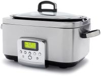 GreenPan Elite 8-in-1 Programmable 6L Electric Slow Cooker, Dishwasher Safe Lid & Removable Crock,PFAS-Free Healthy Ceramic Non-Stick Multi-Cooker,Sear, Sauté/Brown,Steam Basket,Roast,Stainless Steel