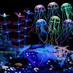 Pawfly 4 Pack Fish Tank Decorations Glowing Effect Aquarium Decor Small Silicone Artificial Jellyfish Coral Plant Ornament