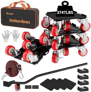 MYUEA Furniture Dolly,Furniture Movers with 5 Wheels,Carbon Steel Panel Heavy Duty Dolly,Maximum Load 3747 LBS,Furniture Lifter with 5 360° Rotatable Rubber Universal Wheels(Black,8.26x7.87 in)