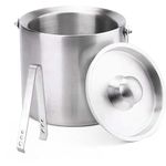 2L Ice Bucket | Insulated Double Walled Drink Cooler | Stainless Steel Party Drink Chiller | Includes Tongs & Lid