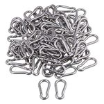 CNBTR M5 50mm 304 Stainless Steel Multifunctional Spring Snap Hook Quick Link Ring Set of 100