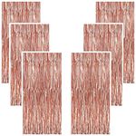 TOYXE Foil Fringe Tinsel Curtains for Photo Backdrop Party Decorations Rose Gold Pack of 6 Pcs