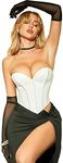 SOLY HUX Women's Lace up Boned Overbust Corset Tube Top Strapless Bustier Lingerie Bodyshaper Tops Solid White XXS