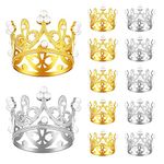 Crown Cake Topper, 12 PCS Gold Silver Mini Crown Birthday Cake Topper with Pearl Decor Small Princess Headpiece Tiara Baby Crown Cake Decoration for Birthday, Baby Shower, Wedding, Party By MYCreator