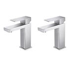 KES Bathroom Faucet Brushed Nickel Sink Faucets Robinet de Salle de Basin Washroom Faucet Single Hole Handle Stainless Steel 2 Pack, L3156ALF-BS-P2