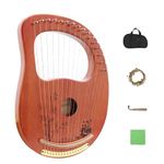 Rayzm Lyre Harp, Solid Wood Mahogany Lyre Musical Instrument, Portable 16 Metal Strings Lye Harp for Adult/Beginners