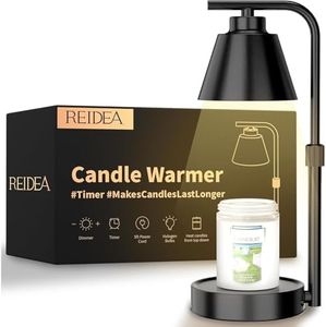 REIDEA Jar Warmer Lamp Timer Dimmer and Adjustable Height, Wax Melt for Scented Candles, Safe and Efficient Way to Enjoy The Scents You Love