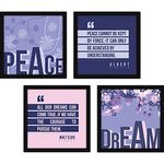 FATMUG Synthetic Korean Wood Framed Wall Paintings for Room Home and Office Decor - Motivational Posters - Set of 4 Large, Multicolour