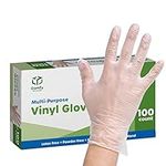 [100 Pack - Large] Clear Powder Free Vinyl Disposable Gloves