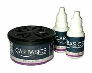 CAR BASICS Fresh Aura with FREE REFILLS Long Lasting Organic Car Perfume, Strong Fibre Air Freshener for Car Dashboard, Cupholder, car interior accessory premium car scent (40gm)