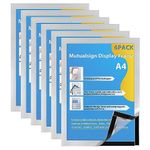 Mutualsign A4 Magnetic Display Frame Self Adhesive Frame Window Sign Holder for Posters, Ads, Notices, License (6PCS, Silver)