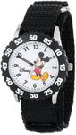 Disney Mickey Mouse Kids' Bezel Stainless Steel Time Teacher Analog Nylon Strap Watch