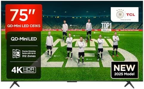 TCL 75C61KS QLED Mini LED Fernseher 75 Zoll, 4K HDR Premium, Dolby Vision & Atmos, Onkyo 2.1 Sound, Smart TV mit Google TV, Game Master, HDMI 2.1, AirPlay 2, Google Assistant & Alexa