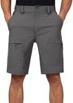 FREEKITE Men's Hiking Cargo Shorts Lightweight Water Resistant Tactical Quick Dry Shorts for Men Travel Work Casual with 6 Pockets(Grey 34W/10L)