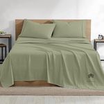 Twin Size Bed Sheets 600-Thread-Count Egyptian Cotton 4 Piece Sheet Set for Twin Size Mattress Super Soft, Breathable and Cooling Sheets with 15" Deep Pocket, Easy Care Twin Sheets, Sage Solid