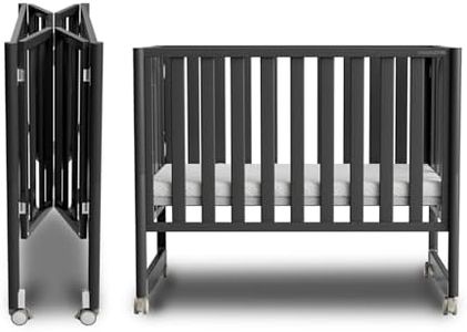 MAMAZING EvoNook 6-in-1 Convertible Mini Crib - Easy Assembly, Portable Folding Baby Mini Crib with Mattress, 100% New Zealand Pinewood, 4 Adjustable Mattress Heights, Black with Mattress