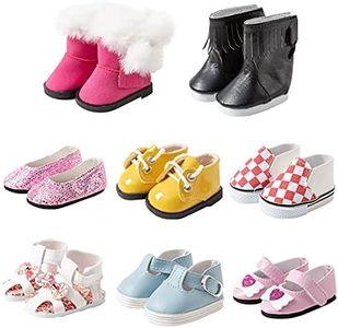 WHYS FXSN 8 Pairs Doll Shoes Fit 14.5 inch American Doll Wellie Wishers Doll Including Boots, Sandals, Sneakers, Leather Shoes, etc