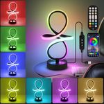 Modern RGB Table Lamps, Multicolor Changing Spiral Bedside Lamp with Remote&APP, Cool Table Lamp, Dimmable LED Nightstand Lamp with Music Rhythm Modes for Bedroom, Living Room, Christmas Gifts Black