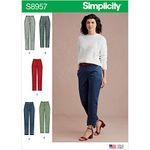 SIMPLICITY Sewing Pattern S8957 Misses' Slim Leg Pant with Variations, Paper, White, various