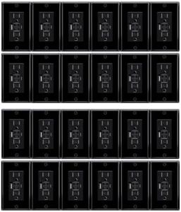 Kcmytoner Black 15 Amp GFCI Outlet with USB C Ports & USB-A,24PCS 24W Self-Testing GFCI USB Combo with LED Indicator, Tamper Resistant for Kitchen & Bathroom, Includes Wall Plate & Screws,ETL Listed