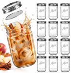 DaYammi Mason Jars 16 oz Wide Mouth, 12 Pack Clear Jars with Lids