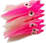 30pcs 1.97” Luminous Octopus Skirts Soft Plastic Trolling Lure Squid Skirts Fishing Hoochie Bait Lures 3 Color: Yellow/Green/Pink (1.97inch, Luminous Pink)