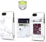 Cell Phone Wallet for Back of Phone, Stick On Wallet Credit Card ID Holder with RFID Protection Compatible with iPhone, Galaxy & Most Smartphones and Cases White Marble