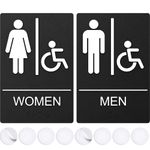 ASSURED SIGNS Washroom Sign, Bathroom Signs For Business - Ideal Restroom Sign For Men and Women - 9" by 6" - ADA Compliant with Braille and Handicap Symbol - Strong Double-Sided Adhesives - Apply to Door or Wall