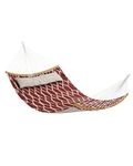 SONGMICS Hammock, Quilted Hammock with Curved Bamboo Spreaders, Pillow, 78.7 x 55.1 Inches, Portable Padded Hammock Holds up to 495 lb, Red and Beige Rhombus UGDC034R02