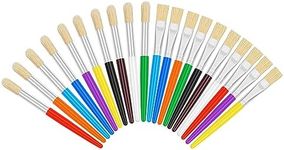 20 Pcs Paint Brushes for Kids, Round and Flat Kids Paint Brushes, Easy Hold and Clean Toddler Paint Brushes, Bristle Craft Paint Brushes for Acrylic Oil Watercolor Washable Paint