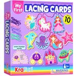 KRAFUN Beginner Unicorn My First Lacing Card Kit for Kids Arts & Crafts, 10 Easy Princess, Mermaid, Lacing Projects, Instructions Included, Toddlers Lace Project, Fine Motor Preschool Skills Toys