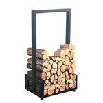 MBQQ Industrial & Rustic Heavy Duty Firewood Log Rack for Home Fire Place Decoration,Indoor Outdoor Wrought Iron Firewood Holders,Lumber Storage Stacking, Black