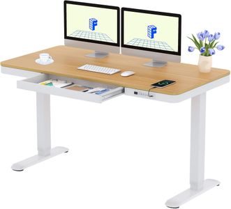 FLEXISPOT Q3 Electric Standing Desk with Drawer & USB, Maple 120x60cm