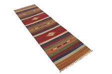 RUG PALACE Cotton Dhurrie Runner for Bedroom, 2ft x 6.5ft, Multicolour, Handmade Flatweave Durry for Sofa & Living Room, Reversible Carpet & Rug, Anti-Skid