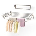 XL-31.5" Wall Mounted Clothes Drying Rack, 130 LBS Large Capacity Rustproof Retractable Drying Rack, Collapsible Drying Rack Easy to Install with 7 Drying Rods, Space Saving for Laundry-White