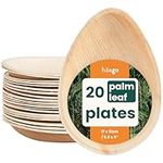 HAAGO 20 Disposable Palm Leaf Plates Oval - Eco-Friendly like Wooden & Bamboo Plates for Hot & Cold Food, Microwave & Freezer Safe Compostable Plates, Alternative to Paper, Teardrop Oval Plates - 15cm