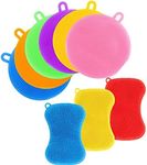 EVSOFMLF Silicone Sponge 9 Pack Sponges for Dishes Silicone Scrubber Dish Brush Kitchen Cleaning Sponges Silicone Dishwasher-Safe Brush Pad Double Sided for Kitchen (9 Pack-New)