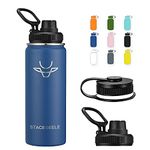 STACEGEELE Insulated Vacuum Water Bottle with Spout Lid & Screw on Top | Stainless Steel Flask for Kids Leak Proof Lightweight Eco Friendly 18oz / 24oz / 32 oz / 40oz(18oz Cobalt)