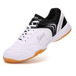 CHUUMEE Men's Pickleball Shoes Badminton Shoes Men's Tennis Shoes Indoor Court Shoes Basketball Squash Volleyball, White/Black, 11