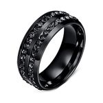 Promise Ring with Band, Cubic Zirconia Ring with Engraving Black Stainless Steel 8MM Men Rings Band Size 10