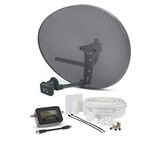 SSL Satellites Zone 2 Satellite Dish Quad LNB + 10 Meter White Twin Cable FTA Signal Pointer Satellite SKY, SKY+, HD, Freesat TV Signal Finder Caravan Motorhome Satellite System Box Kit