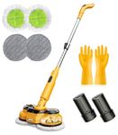 Qimedo Electric Mop for Floor Cleaning, 5000 mAh Battery Power Mop with Water Spray and LED Light, Cordless High-Speed Rotation Floor Polisher, Rechargeable Spin Mops for Hardwood, Tile