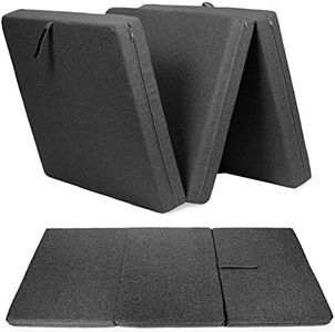 sunnypillow Premium Klappmatratze 80 x 195 x 15cm Anthrazit | 3-teilige Faltmatratze mit abnehmbarem Bezug | Schaumstoff extra dick 15cm | Matratze faltbar klappbar Gästematratze Reisematratze |