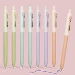 WRITECH Gel Pens Fine Point: Retractable 0.5mm Blue Ink Silent Click Extra Fine No Smear Smudge Smooth Writing Pen 8ct Bullet Tip Non Bleed for Journaling