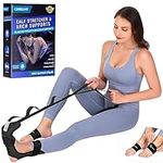 CERBONNY Calf Stretcher & Stretching Strap with Arch Support Bands, Nonelastic Leg Stretch Strap for Achilles Tendonitis, Foot Stretcher for Plantar Fasciitis,Pilates,Dance and Yoga (Black)