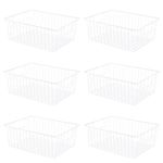 Nprohuge Upright Freezer Organizer Bins，Freezer Storage Baskets for 16, 17, 21 cu.ft Standup Freezer, Wire Storage Baskets with Built-in Handles, 6Pcs , White