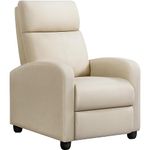 Yaheeteh Recliner Chair Adjustable Modern Single Reclining Sofa Upholstered Chair Fabric Recliner with Pocket Spring Living Room Bedroom Home Theater Beige