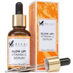 Eclat Skincare Glow Up Vitamin C Serum - Vitamin C Serum for Face with Hyaluronic Acid, Ferulic Acid & Vit E - Skin Brightening Face Care - Anti Aging, Hydrating & Dark Spot Lightening 30ml