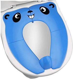 Circle-Q Upgrade Portable Potty Seat with Splash Guard for Toddler, Foldable Travel Potty Seat with Carry Bag, Non-Slip Pads Toilet Potty Training Seat Covers for Baby, Toddlers and Kids (Blue)