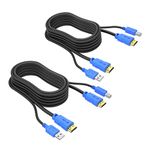 2 Packs USB HDMI KVM Cable 3m, MT-VIKI Twin 4K KVM Cables for HDMI KVM Switch 10ft (HDMI to HDMI/USB A to USB B)